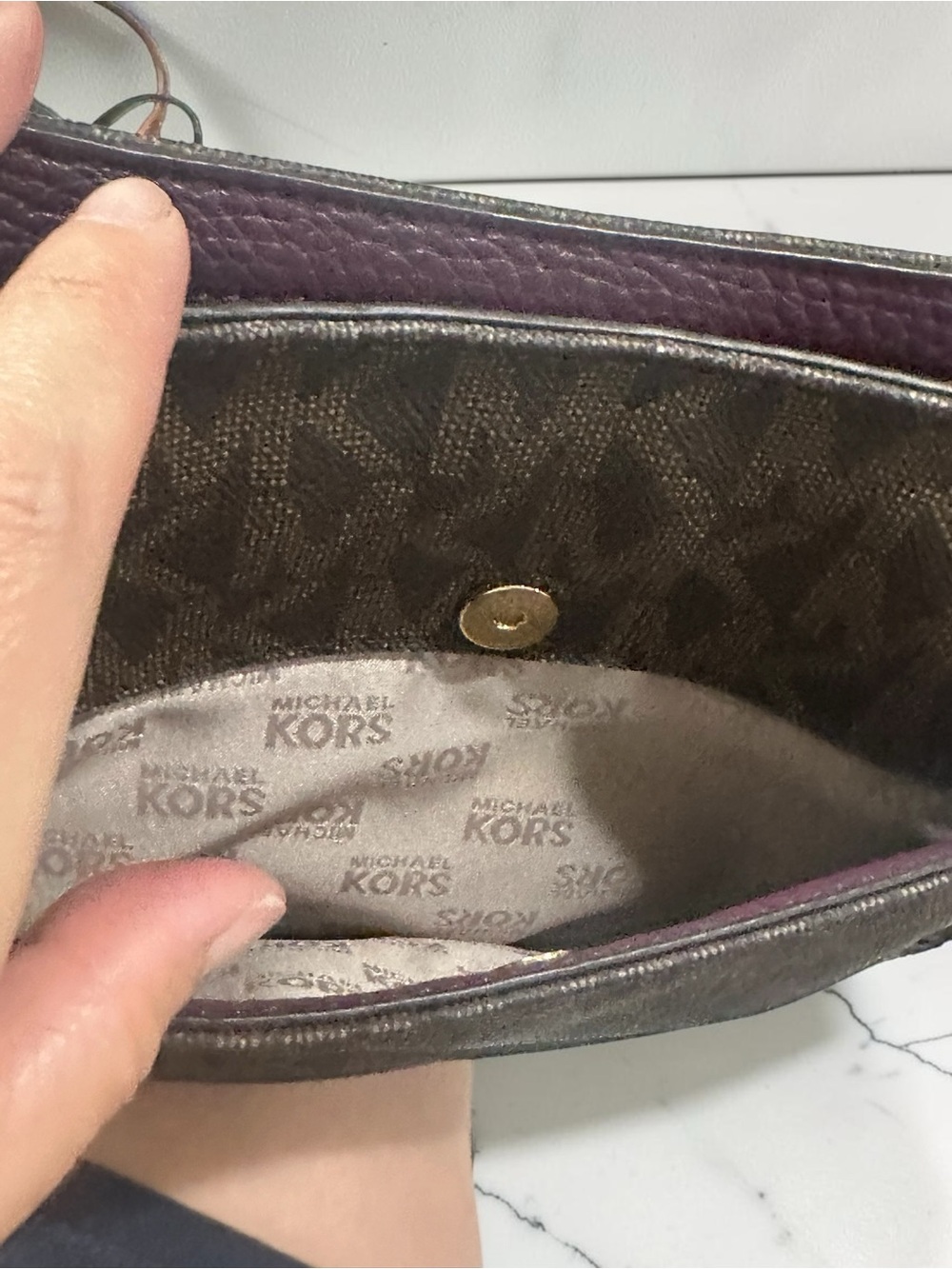 Michael Kors Brown and Plum Signature Crossbody - Picture 8 of 12